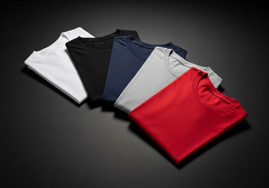 Blank t-shirts in several colours ready for decoration